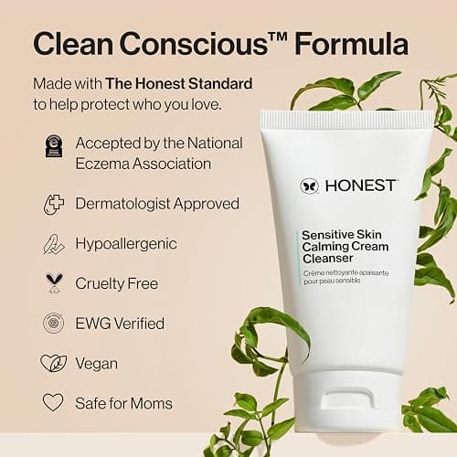 Honest Beauty Sensitive Skin Calming Cream Cleanser | Gently Cleanses, Hydrates, + Calms Skin | Hypoallergenic, Fragrance Free, Vegan | 4 fl oz thumbnail 5