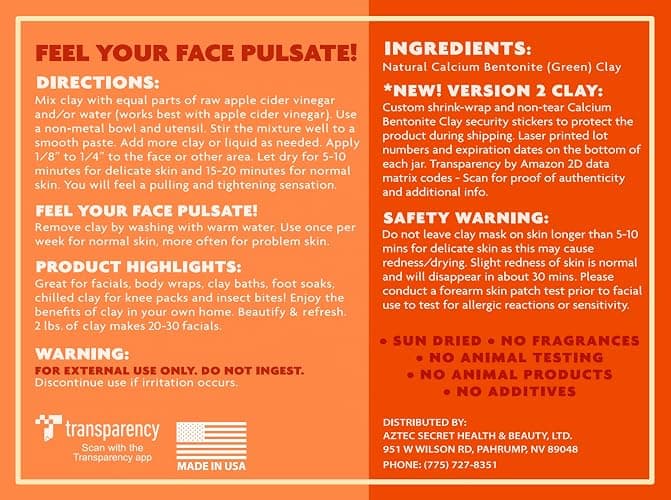 Aztec Secret – Indian Healing Clay 2 lb – Deep Pore Cleansing Facial & Body Mask – The Original 100% Natural Calcium Bentonite Clay – New Version 2 thumbnail 2