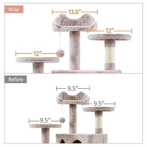 Yaheetech 54in Cat Tree, Cat Tower with Double Cat Condo, Sisal Scratching Posts, and Dangling Balls, Cat Furniture Kitten Play House thumbnail 5