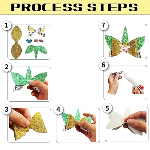 AOUXSEEM 348 Pcs 60 Set Faux Leather Hair Bows DIY Making Kit for Beginners, Contains Assorted Random Printed Glitter Solid Fabric Pre Cut Pieces, Make Stylish Girls Hair Clips thumbnail 5