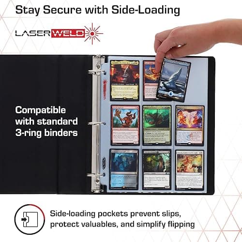 BCW LaserWeld 9-Pocket Page - Side Load 100ct | Holds Nine 2½" x 3½" Trading Cards | Acid-Free Card Storage | Laser-Welded Seams for Durability | Compatible with 3-Ring Binders thumbnail 4