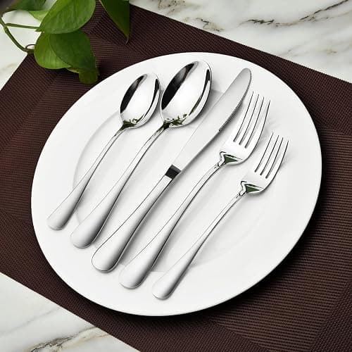 Silverware Set for 8, 40 Piece Heavy Duty Stainless Steel Flatware Utensils Cutlery Set Including Steak Knife Fork and Spoon, Dishwasher Safe, Gift Package for Wedding Housewarming thumbnail 6