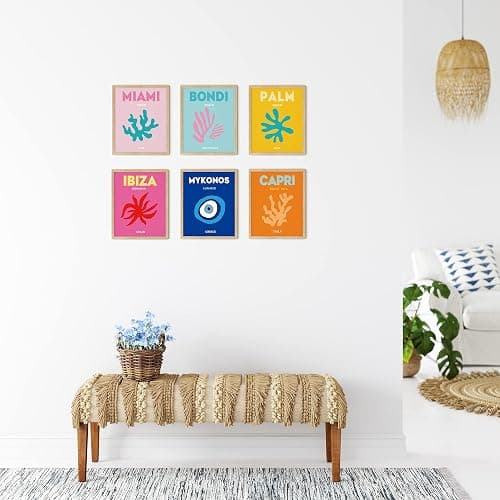 TwoDays Preppy Room Décor Aesthetic, Preppy Wall Decor, Preppy Travel Prints, Preppy Stuff, Preppy Things, Preppy Posters for Teen Girl Room (8" x 10"，Set of 6, Wooden Framed) thumbnail 7