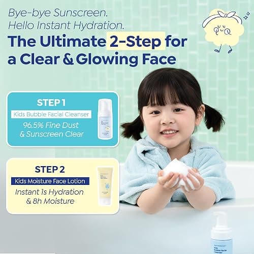 GOONGBE Kids Facial Care Kit - Korean Low pH Bubble Facial Cleanser & Moisture Face Lotion - Face Wash & Moisturizer Set with Cica & Panthenol - Allergen-Free Formula 3.38 fl.oz. & 2.7 oz. thumbnail 8