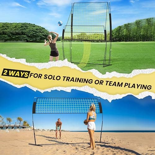 Volleyball Training Equipment, Volleyball Net System with Freely Height-Adjustable for Backyard, Volleyball Practice Net for Serving Setting Spiking, Easy Set Up for Indoor and Outdoor Use thumbnail 3