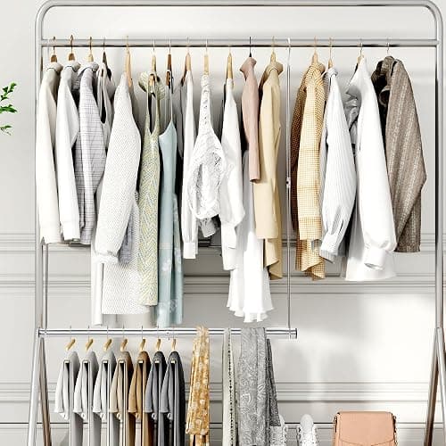 STORAGE MANIAC Hanging Closet Rod, Adjustable Width and Height Closet Hanging Organizer, Space-Saving Clothes Hanging Bar, Closet Extender Hanging Rod Double Closet Hanging Rod, 2 Pack Chrome thumbnail 9
