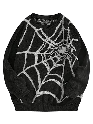 SHENHE Men's Crew Neck Graphic Sweater Long Sleeve Gothic Loose Sweater Pullover Top - Image 1