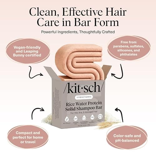 Kitsch Rice Water Shampoo Bar for Hair Growth – Strengthening Hair Shampoo for Men and Women – Reduce Breakage, Boosts Shine – Paraben, Silicone & Sulfate-Free, Vegan Hair Care - 3.2 oz thumbnail 4