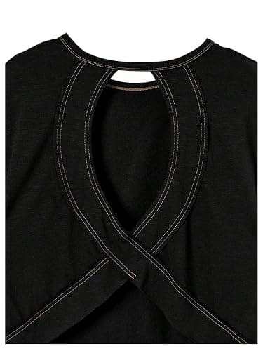 SOLY HUX Women Open Back Tops Workout Backless Tee Casual Athletic Shirts Short Sleeve Oversized Gym T Shirt thumbnail 3