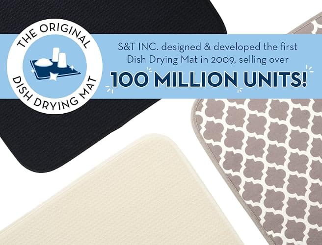 S&T INC. Absorbent, Reversible Microfiber Dish Drying Mat for Kitchen, 16 Inch x 18 Inch, Lemons thumbnail 4