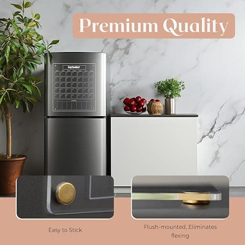 Acrylic Magnetic Calendar for Refrigerator - Clear Dry Erase for Fridge | with Monthly Grid and Weekly Planner Section | 15’’x17’’ Vertical Magnetic Fridge Calendar 2025 | with Gold Magnets thumbnail 2
