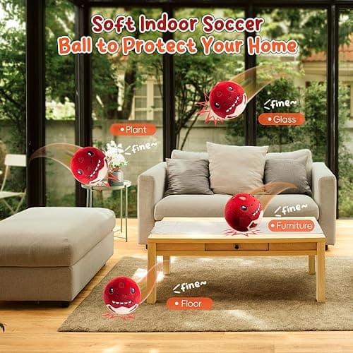 VangeBow Silent Indoor Soccer Balls for Toddlers 1-3, Inflatable Soft Plush Baby Toddler Soccer Ball Toys Gifts for Kid 3-5 Year Old Boy First Birthday Gift (Tyrannosaurus Rex, Pump Include) - Tyrannosaurus Rex thumbnail 7