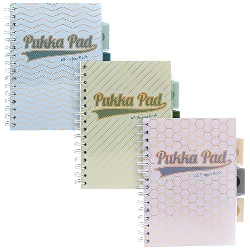 Pukka Pad Haze A5 Project Book – Pack of 3 Wirebound Notebooks with 5 Repositionable Dividers with Storage Pockets and Tabs for Organisation and Personalisation – 200 Pages, 100 Sheets of 80GSM Paper - Image 1