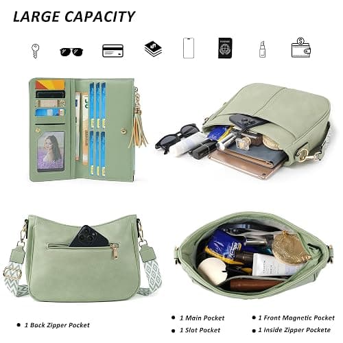 TANTOMI Crossbody Bags for Women Crossbody Purses and Wallet Vegan Leather Women's Shoulder Handbag for Everyday 2 PCS Set thumbnail 6