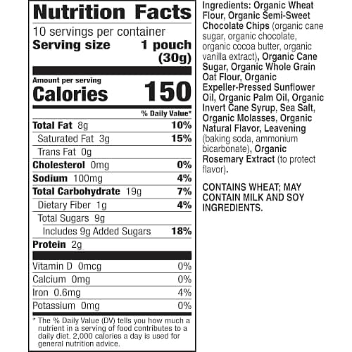 Annie's Organic Chocolate Chip Cookie Bites, 10 Pouches, 10.5 oz thumbnail 2