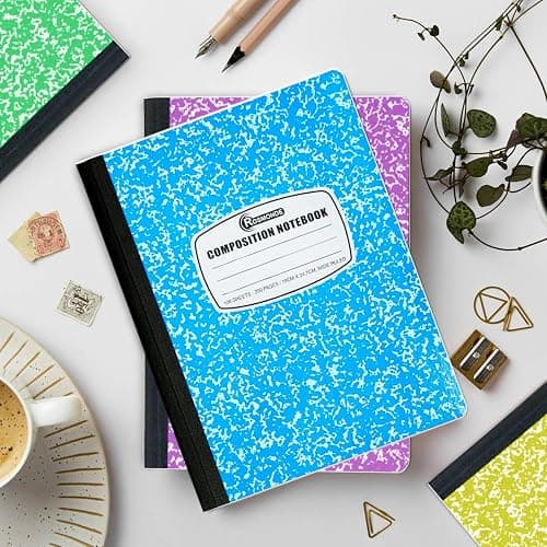 Rosmonde 12 Pack Bulk Composition Notebook Wide Ruled, Assorted Colors | Hard Cover Wide Ruled Notebook Bulk, 200 Pages (100 Sheets), 9-3/4 x 7-1/2", Composition Notebooks For School & Office thumbnail 2
