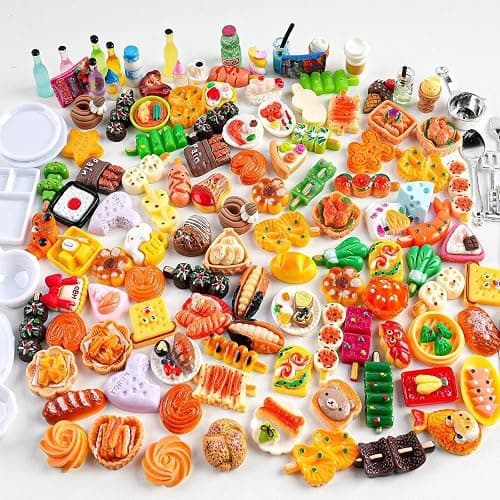 150Pcs Miniature Food Drinks Bottle Toys Mixed for Dollhouse Kitchen Accessories Mini Play Fake Resin Pretend Game Party Tableware 1/12 Doll House Bread Cake Models Micro thumbnail 4