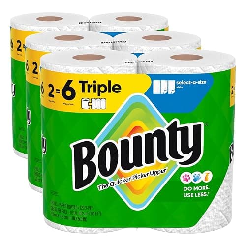 Bounty Select-A-Size Paper Towels, White, 6 Triple Rolls = 18 Regular Rolls (3 Packs of 2) - Image 1