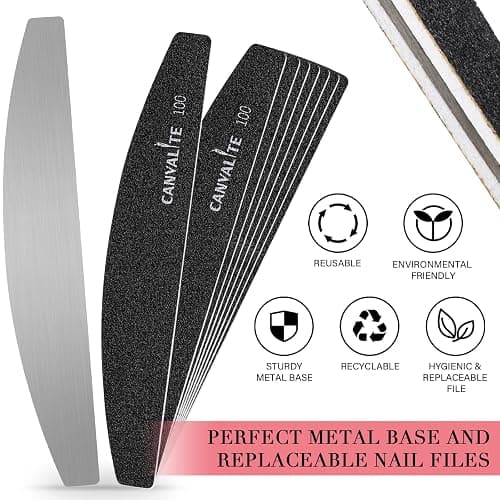 Canvalite 40 PCS Nail File Professional Reusable Peel and Stick Nail Files Replaceable Emery Boards 100 Grit Fingernail Files Manicure Tools for Home and Salon Use thumbnail 8