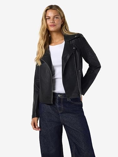 NOISY MAY Veste en Simili Cuir pour Femme Veste de Motard Veste de Transition Manches Longues Chemise Veste en PU NMREBEL thumbnail 4