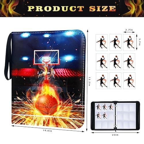 Basketball Card Binder 9 Pocket, Trading Card Binder with Sleeves, Sports Card Binder Collectible Trading Card Albums Fits 900 Cards with 50 Removable Sleeves thumbnail 2