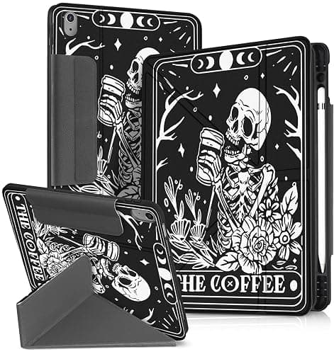 Miss Adola for iPad A16 Case/10th Generation Case - 10.9 Inch 2022 Tablet Cover with Pen Holder for Women Boys Girls Men Cute Cartoon Cool Funny Funda for iPad 11th 11 Inch 2025, Coffee Skull - Image 1