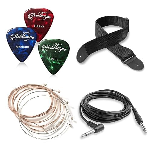 Ashthorpe Full-Size Cutaway Thinline Acoustic-Electric Guitar Package - Premium Tonewoods - Black thumbnail 7