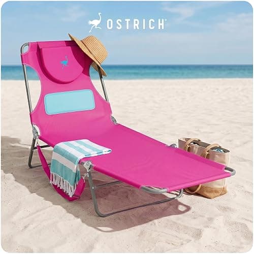 Ostrich the Ladies Comfort Lounger with Chest Support, Foldable and Portable Reclining Outdoor Patio Beach Lawn Camping Pool Tanning Chair, Pink thumbnail 13