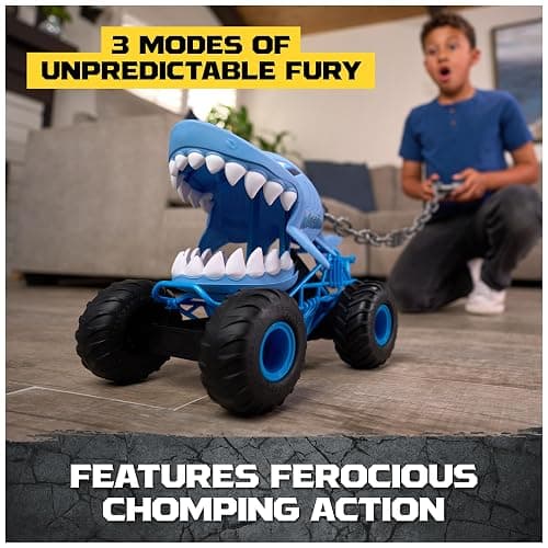 Monster Jam Chomping Megalodon RC Toy Monster Truck, 1:15 Scale | Remote Control Truck Toy, Chomping Action with Wheelies & Spins, Easy to Use Remote, Pretend Play Gifts for Kids Ages 4+ thumbnail 3