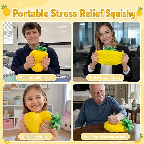 Jumbo Pineapple Squishy Toys, Gaint Big Realistic Pineapple Stress Balls | Squeeze Sensory Fidget Toys for Stress & Anxiety Relief, Non-Sticky & No Odor, Birthday Gifts Party Favor for Adults thumbnail 5