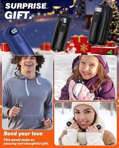 Funaudio Hand Warmers Rechargerable 2 Pack - 6000mAh Electric AI Handwarmers with LED Display, 5-Level, 2 in 1 Portable Heater, Stocking Stuffers, Gifts for Women/Men/Christmas/Golf/Hunting Essentials thumbnail 7