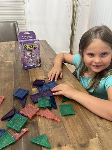 CreateOn Crayola Mini Magnetic PIP-Tiles, Building Set for Kids, Magnetic Building Toys for Kids, STEM Travel Toys for Boys and Girls Ages 3+, 24-Piece Set (Glitter) thumbnail 8