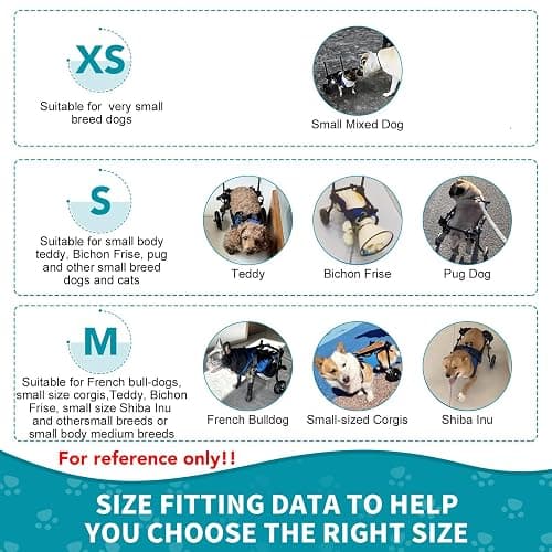 Dog Wheelchair for Back Legs with Pet Traction Rope, X-Small Wheelchair for Dogs with Disabled Hind Legs Walking Adjustable Dog Carts with Heavy Duty Wheels thumbnail 4