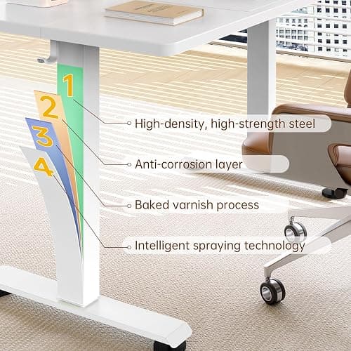 Veken 63x27.6 Inch Large Electric Standing Desk, Heights Adjustable,Sit to Stand Up, Work Home Office Computer Table for Walking Pad, Gifts for Dad, Wooden Desktop Desks, White thumbnail 7