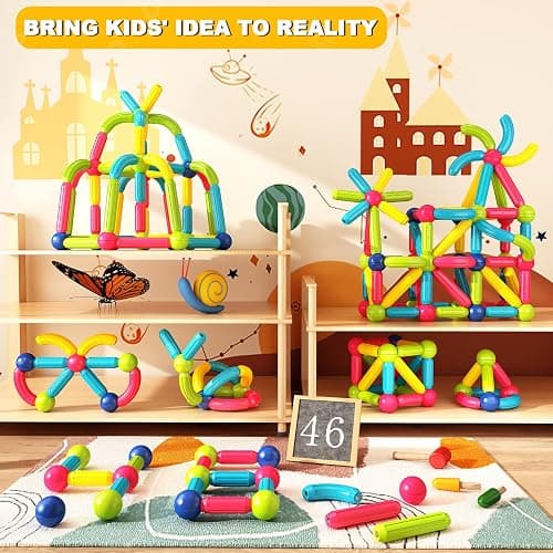 Loovio Magnet Toys for 3 Year Old Boys & Girls, Montessori Toys for Toddlers Kids, Magnetic Blocks Building DIY Learning Educational Toys Gift- Starter Set thumbnail 5