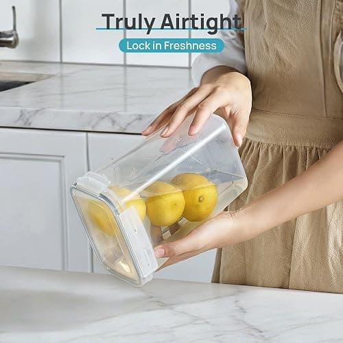Vtopmart Airtight Food Storage Containers with Lids, 24 pcs Plastic Kitchen and Pantry Organization Canisters for Cereal, Dry Food, Flour and Sugar, BPA Free, Includes 24 Labels，Gray thumbnail 2