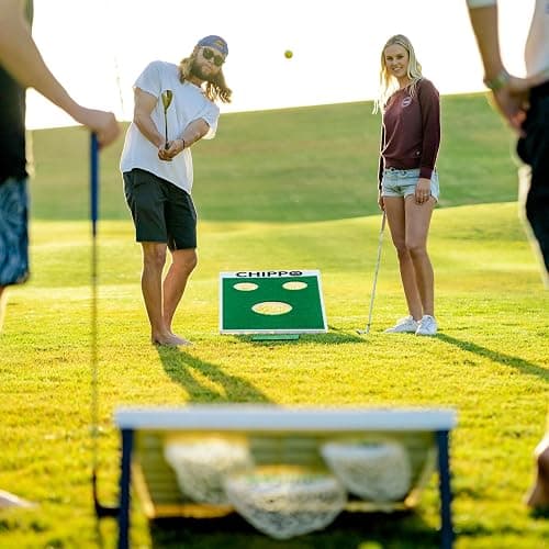 Chippo Golf Game & Cornhole Set Combo - Complete with Chippo Target Boards, Chipping Mats and Practice Golf Balls - 2-in-1 Outdoor Games & Activities for Backyard, Beach or Lawn thumbnail 4