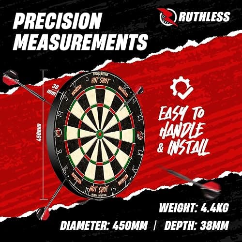 Ruthless Home Darts Centre With or Without LED Light Options | Home Dart Board Centre Including Cabinet, Dartboard and 2 Sets of Darts (USB) thumbnail 5