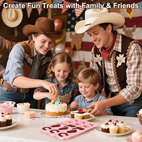Palksky Cowboy Chocolate Molds, 2Pack Western Theme Silicone Mold Baking with Cowboy Horse Boots Hat Saddle Shapes, Candy Molds for Chocolate Gummy Cookies Fondant Candy Party Decor thumbnail 4