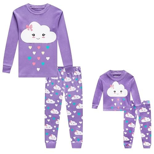 Babyroom Girls Matching Doll&Toddler 4 Piece Cotton Pajamas Toddler Christmas Sleepwear thumbnail 2