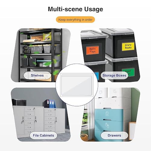 IMAGAME Clear Adhesive Business Card Pocket swith Side Open for Loading, 50 Pack, Plastic Labels Holders for Storage Bins and Library Card, Ideal for Organizing and Protecting Your Business Cards thumbnail 4