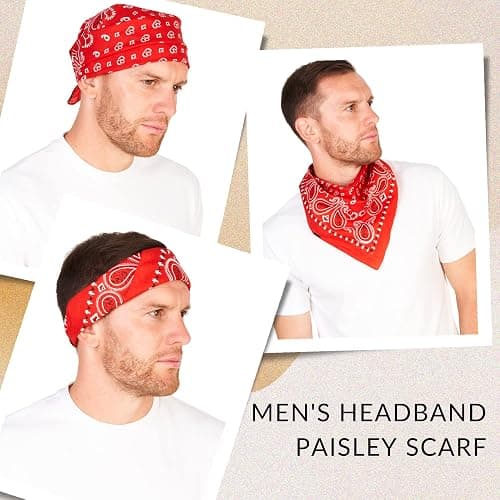 Premium Cotton Bandana for Men & Women - Paisley Neck Scarf Headband | Versatile Sports Headwear for Cycling, Hiking, Walking and Running, Wear as a Face Cover or Stylish Hair Bandana thumbnail 4