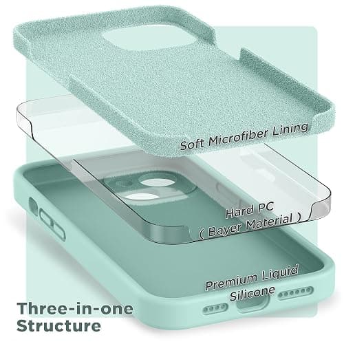 SURPHY Case for iPhone 14 Plus Case with Screen Protector and Camera Protection, Liquid Silicone Phone Case with Soft Microfiber Lining, Mint Green thumbnail 5