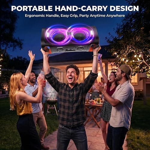SunTrok Party Bluetooth Speaker: 300W Peak Powerful Loud Stereo Sound Deep Bass, Large Portable Wireless Speakers with Subwoofer, TWS Dynamic Light Show 15H Playtime for Outdoor Camping Backyard Beach thumbnail 6