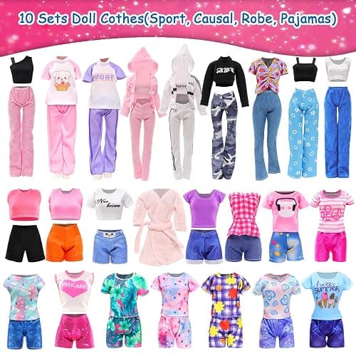 10 Sets Doll Clothes Hooded Sports Suit Tops and Pants for 11.5 inch Dolls | Tracksuit Set, Sportswear, Sports Clothes, Activewear, Running Apparel, Casual Outfits thumbnail 2