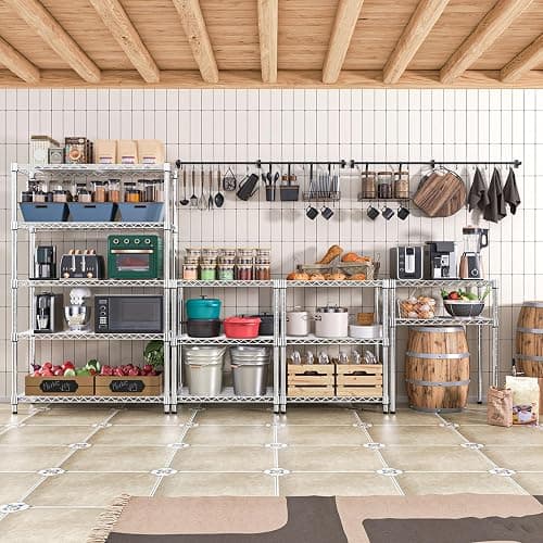 M MZG 1750 LBS Storage Shelves 5-Tier Utility Shelving Unit Steel Organizer Wire Rack for Home,Kitchen,Office,Garage, Capacity 17.7" D x 47.2" W x 72.3" H | Organizer Wire Rack, for Home, Kitchen, Office, Garage, 1750 LBS Capacity thumbnail 7