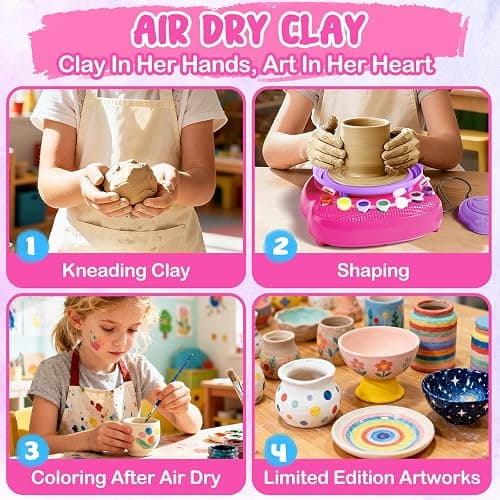 Pottery Wheel for Kids, Arts and Crafts for Kids Ages 8-12, Crafts for Girls 8-12, Complete DIY Clay Wheel Pottery Kit for Beginners, Kid Crafts Gifts for Girl Toys Ages 8 9 10 11 12 Year Old Birthday thumbnail 4