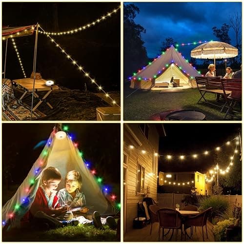 Camping String Lights, Outdoor String Lights with 8 Lighting Modes, Rechargeable String Light Camping 2 in 1, Waterproof Portable Stowable USB Camping Lights for Camping, Yard, Party Decor 32.8 ft thumbnail 4