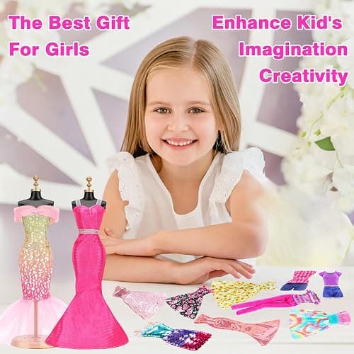 BARWA 11 Sets Doll Clothes Including 2 Sequins Dresses 5 Mermaid Floral Dresses 4 Casual Outfits Tops and Pants for 11.5 inch Girl Dolls thumbnail 7