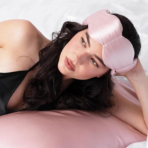 Nodpod Mineralized Silk Gentle Pressure Sleep Mask - Strap-Free, Light-Blocking Design for Sleep, Travel & Relaxation - Weighted Eye Pillow, Machine Washable (Petal) thumbnail 4